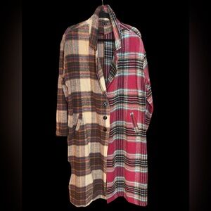 Coco & Carmen Plaid Patchwork Coat size L/XL excellent condition!!